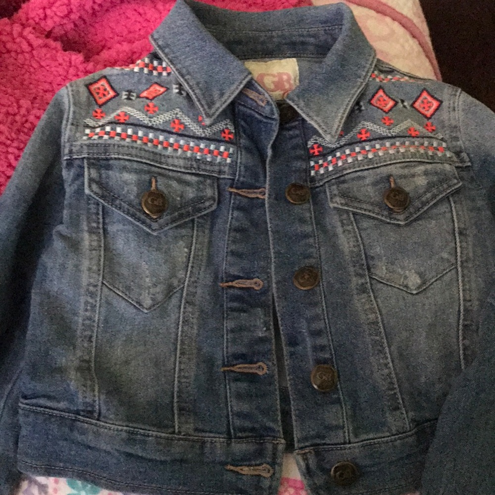 Denim Jacket GB Girls Dillards SzS Coral and navy